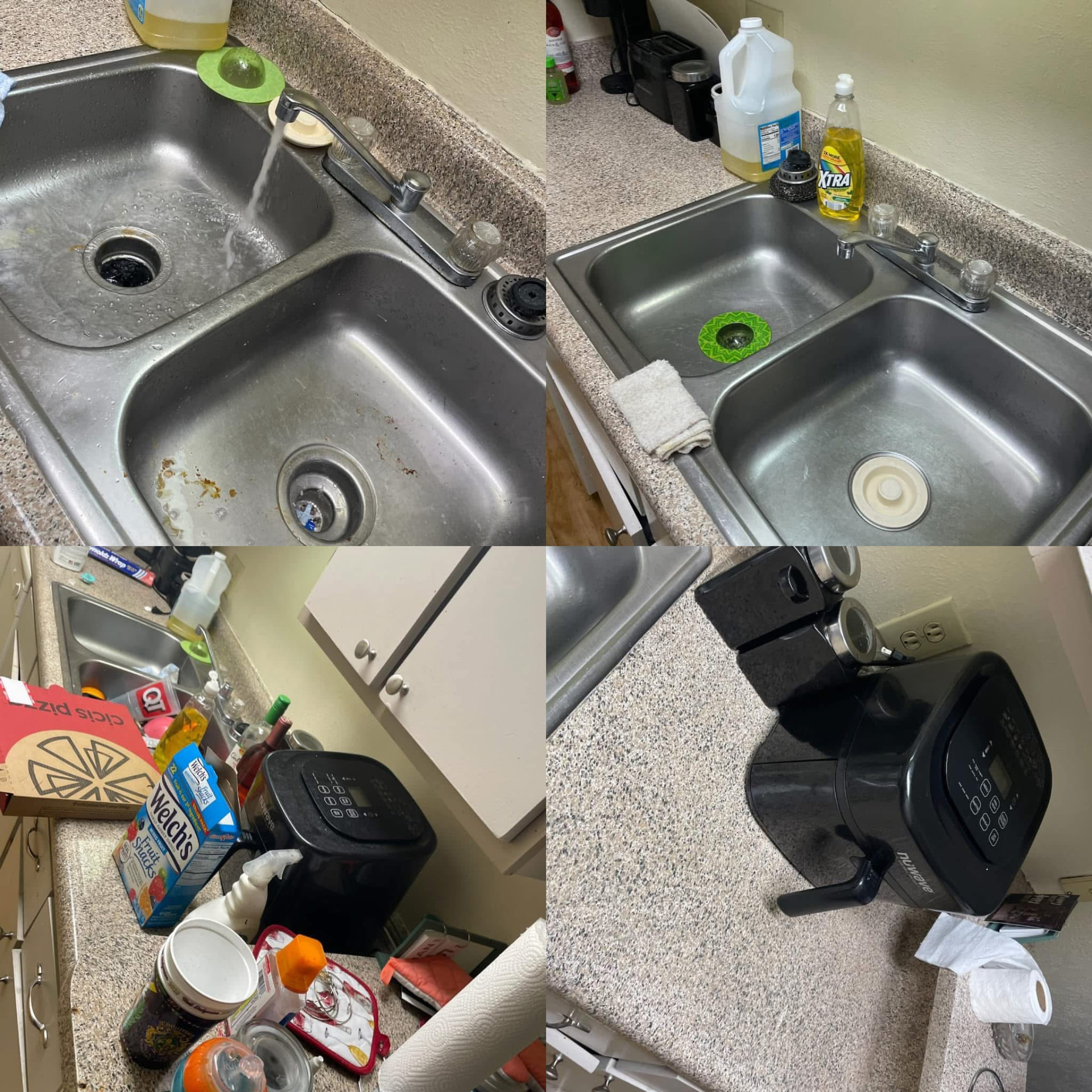 Kitchen sink and counter reset