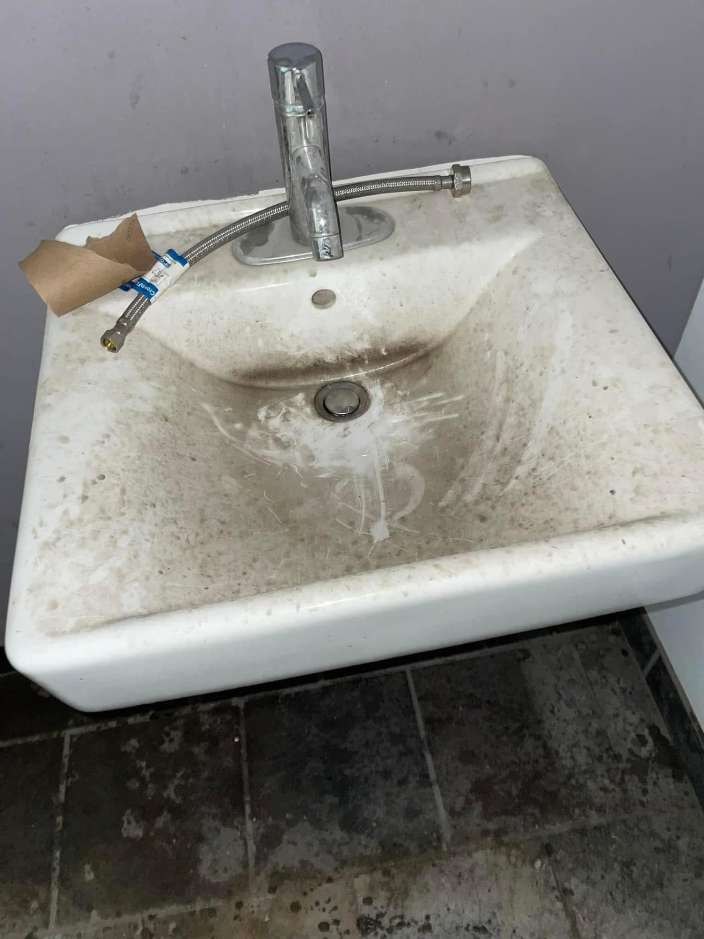 Vanity & sink restoration — before cleaning